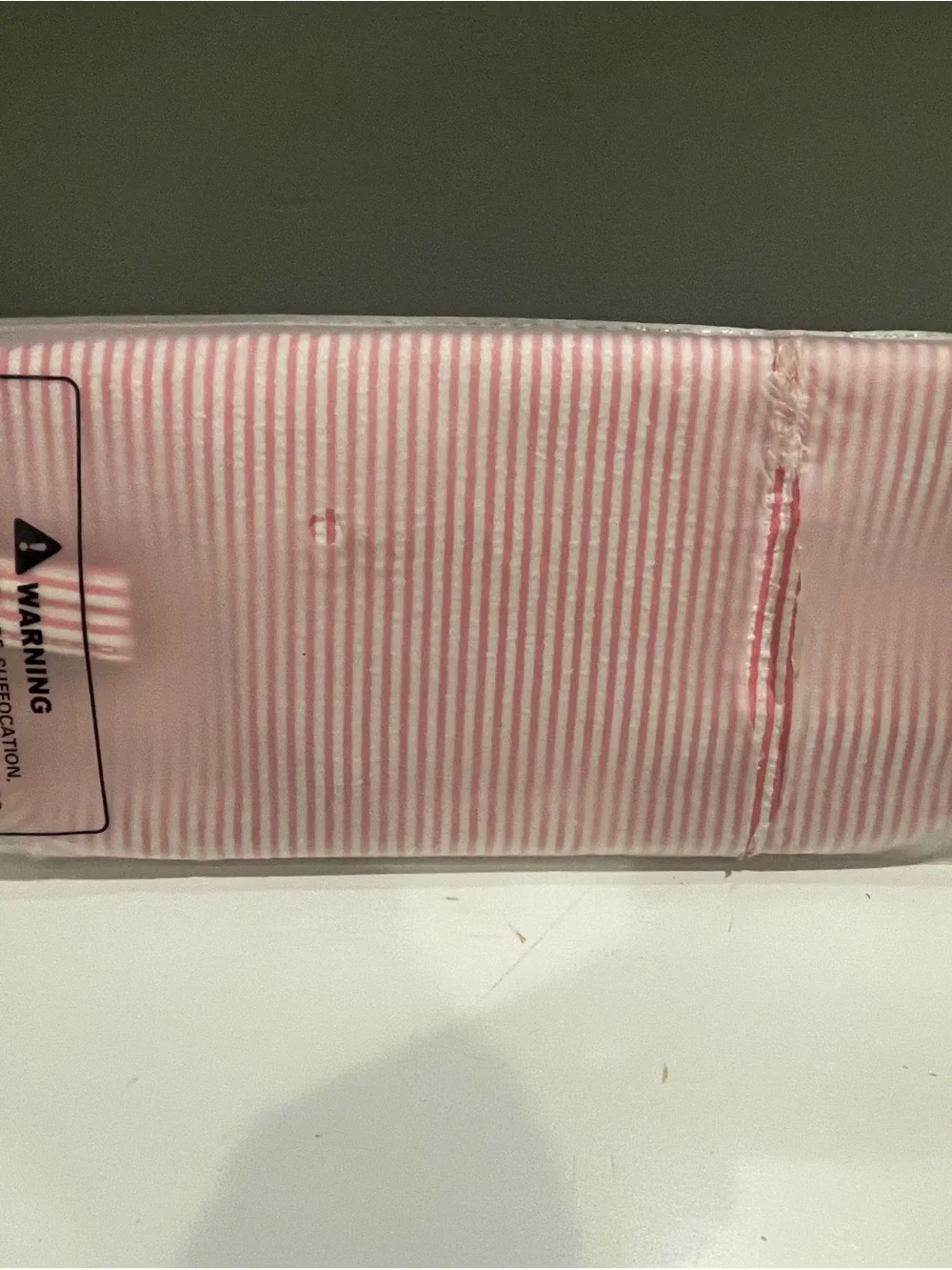 Pink and White Striped Cosmetic Pouch with 'N' Patch w/ “N” necklace included